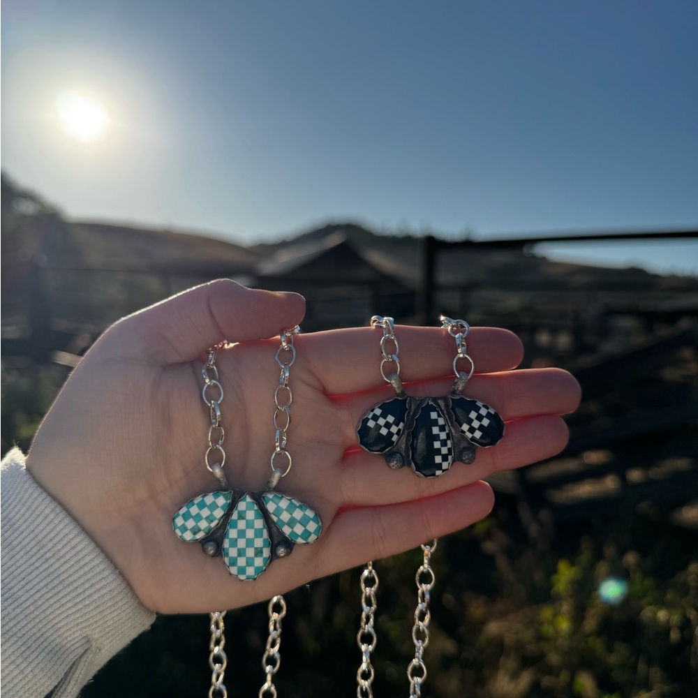Black Onyx checkered necklace